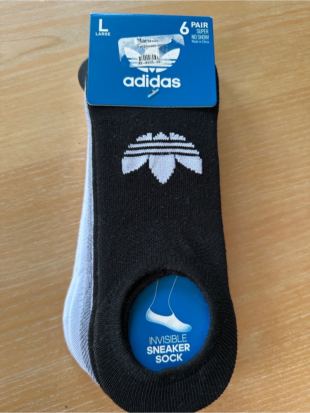 NWT adidas 6-Pack No-Show Athletic Socks - Black, Gray, White